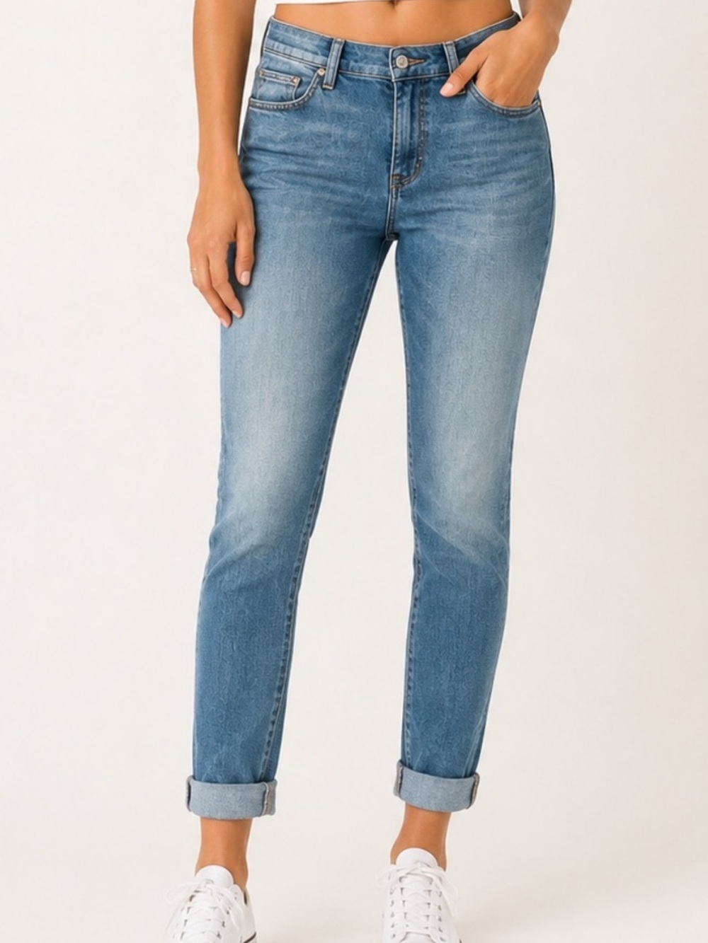 Hudson Natalie midrise slim boyfriend mid wash cuff jeans size 30